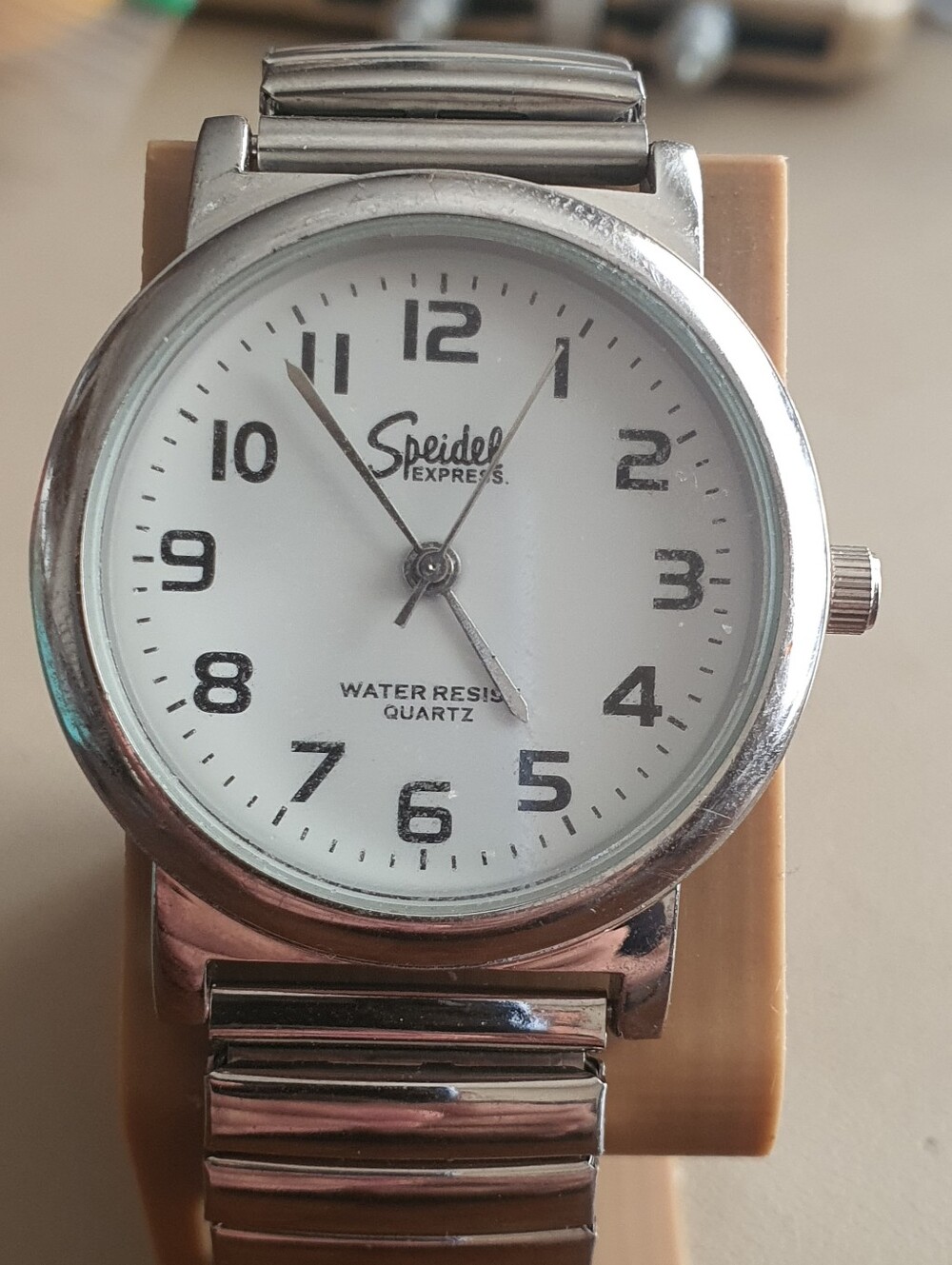 Vtg Speidel Express Silver/White Stainless Steel Men's Watch
